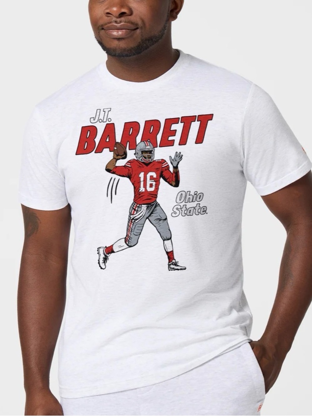 Homage Ohio State University Buckeyes J.T. Barrett Football Retro T Shirt Medium
